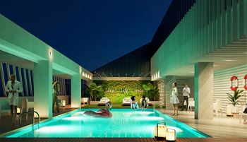 Night View Of Pool at Iris Luxury Apartments, Tennessee  